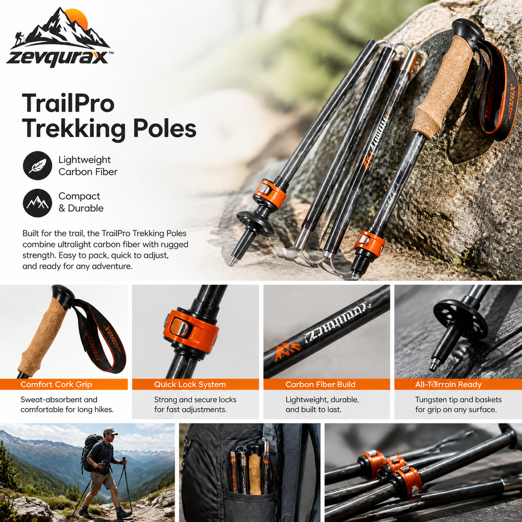 𝒛𝒆𝒗𝒒𝒖𝒓𝒂𝒙™ TrailPro Trekking Poles — view 4