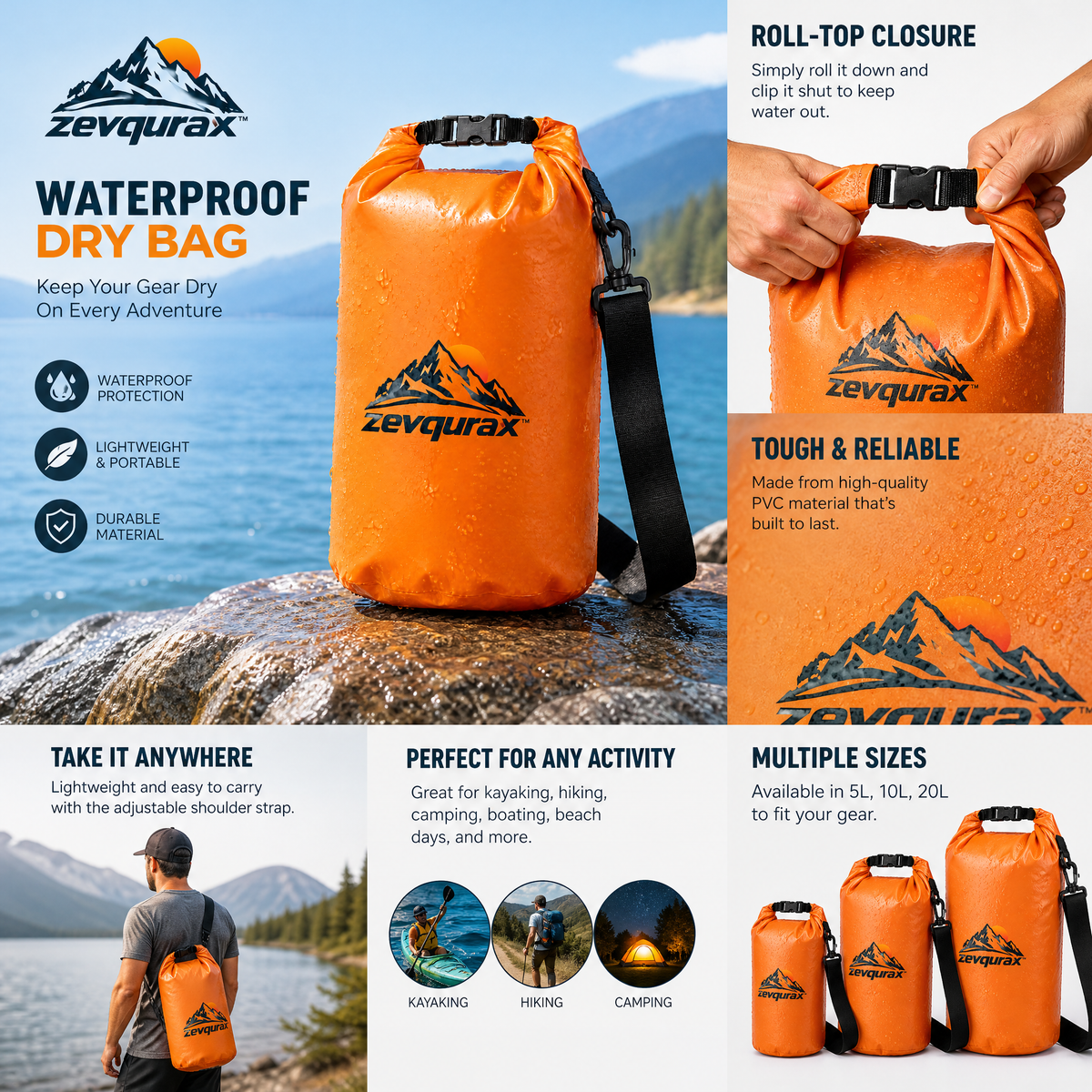 𝒛𝒆𝒗𝒒𝒖𝒓𝒂𝒙™ Waterproof Dry Bag — view 4