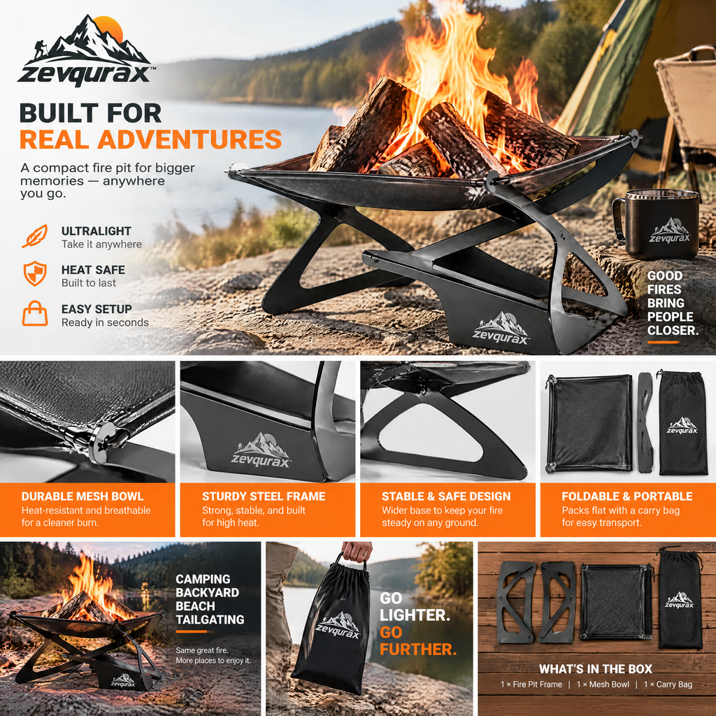 𝒛𝒆𝒗𝒒𝒖𝒓𝒂𝒙™ Foldable Solo Fire Pit — view 4