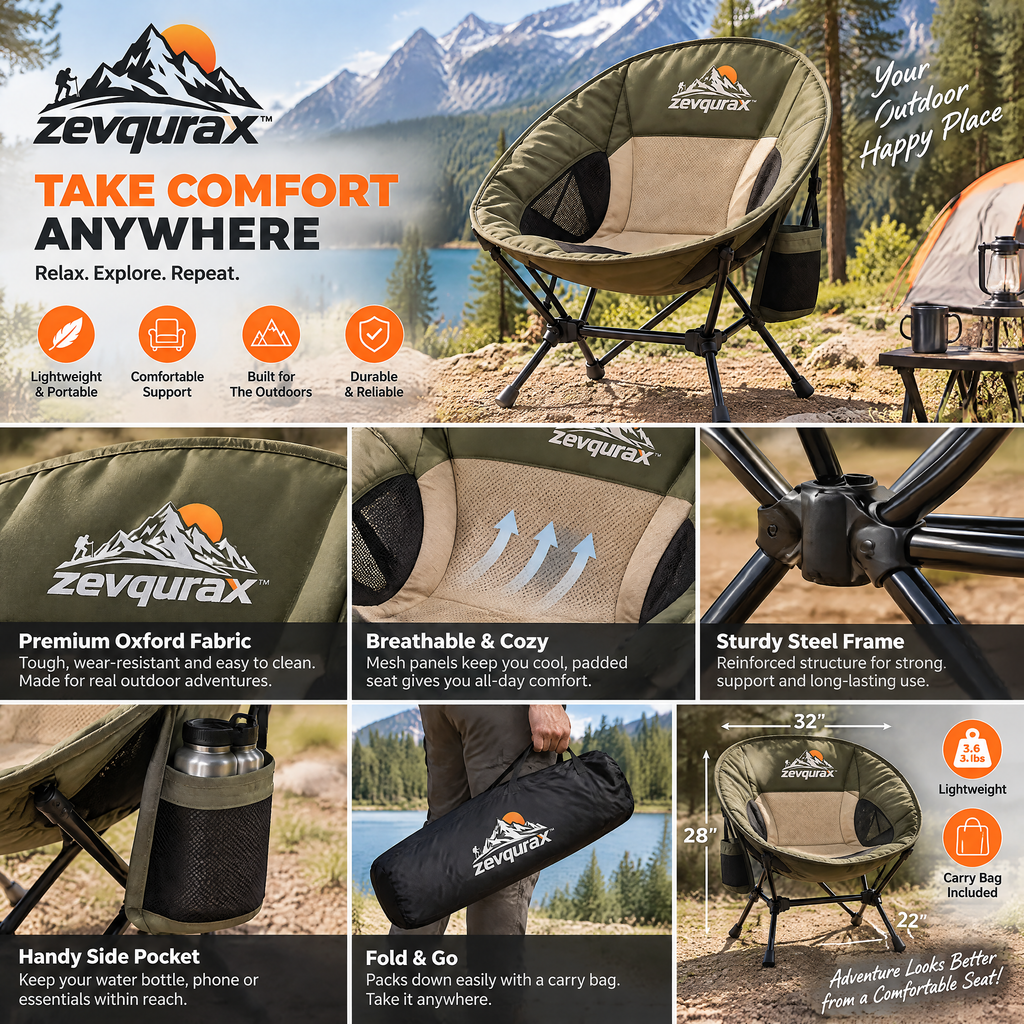 𝒛𝒆𝒗𝒒𝒖𝒓𝒂𝒙™ Camping Moon Chair — view 4