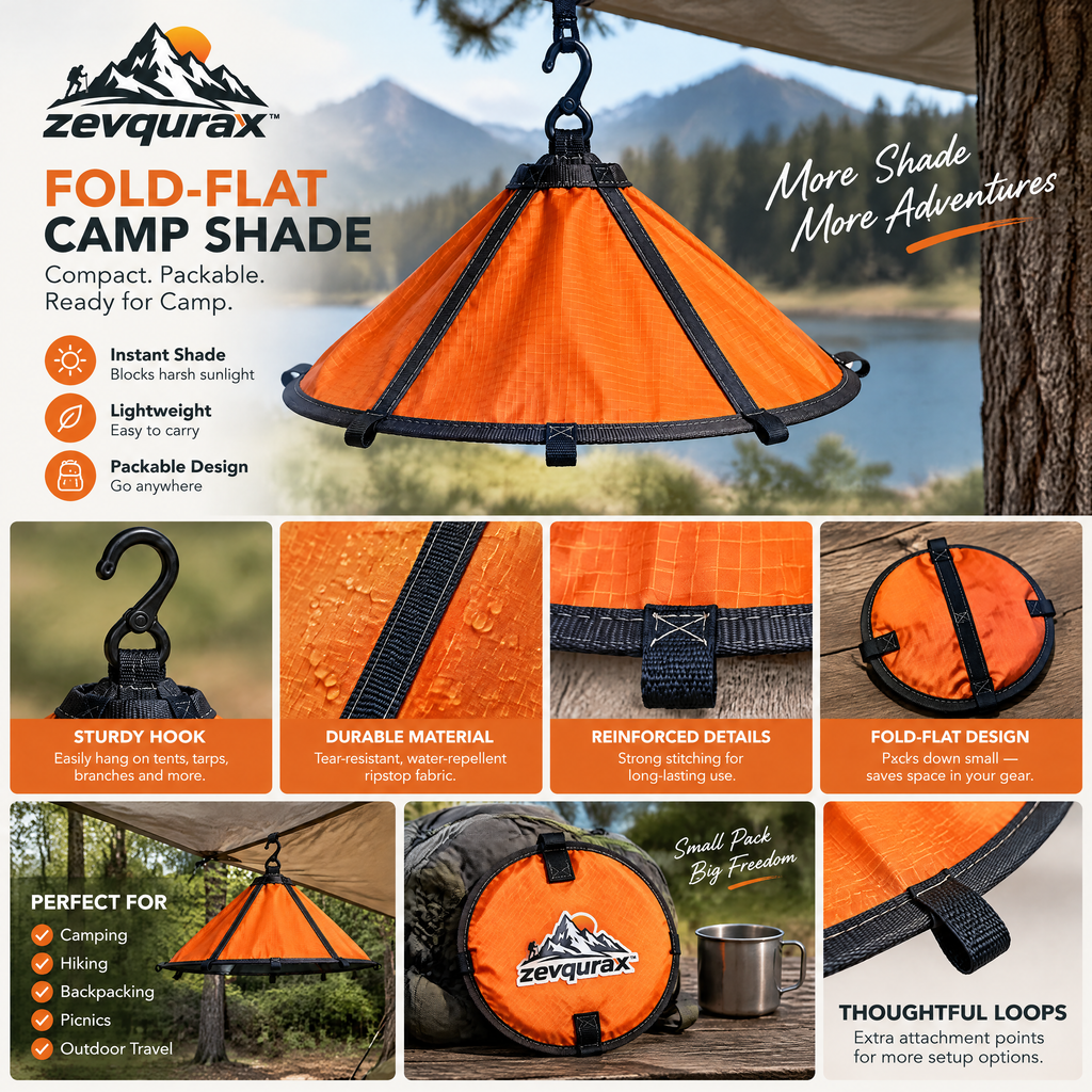 𝒛𝒆𝒗𝒒𝒖𝒓𝒂𝒙™ Fold-Flat Camp Shade — view 4