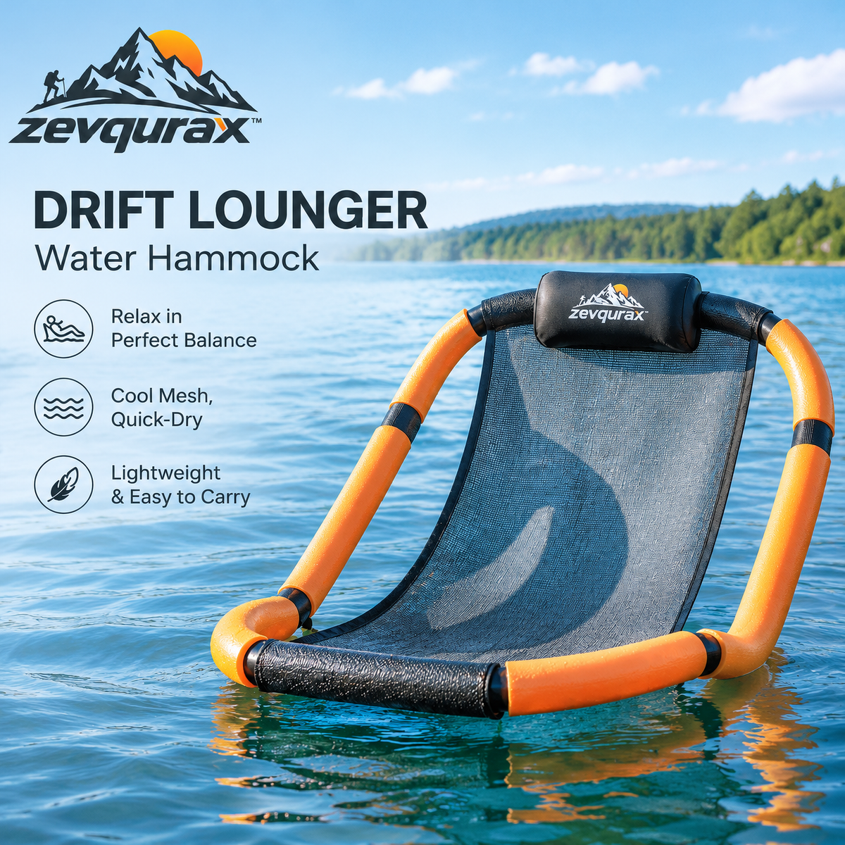 𝒛𝒆𝒗𝒒𝒖𝒓𝒂𝒙™ Drift Lounger Water Hammock — view 4