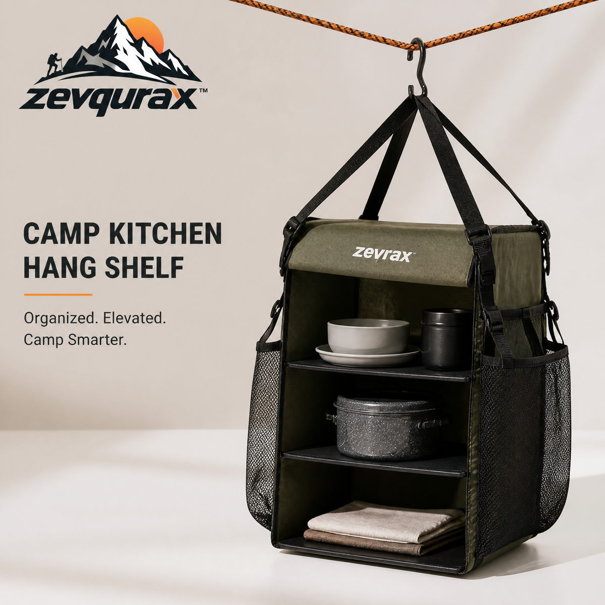 𝒛𝒆𝒗𝒒𝒖𝒓𝒂𝒙™ Camp Kitchen Hanging Shelf — view 1