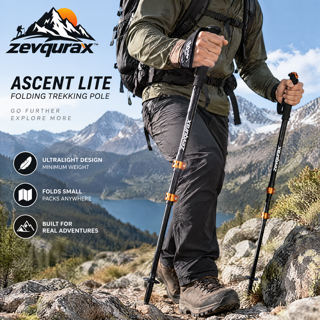 𝒛𝒆𝒗𝒒𝒖𝒓𝒂𝒙™ Ascent Lite Folding Trekking Pole — view 3